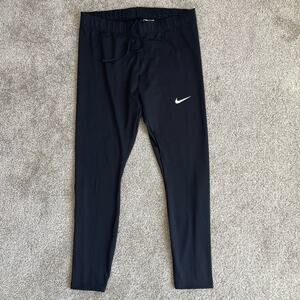 Nike Women's Running Tights Full Length Zipper Hem Size Large Black CV2730-010Z